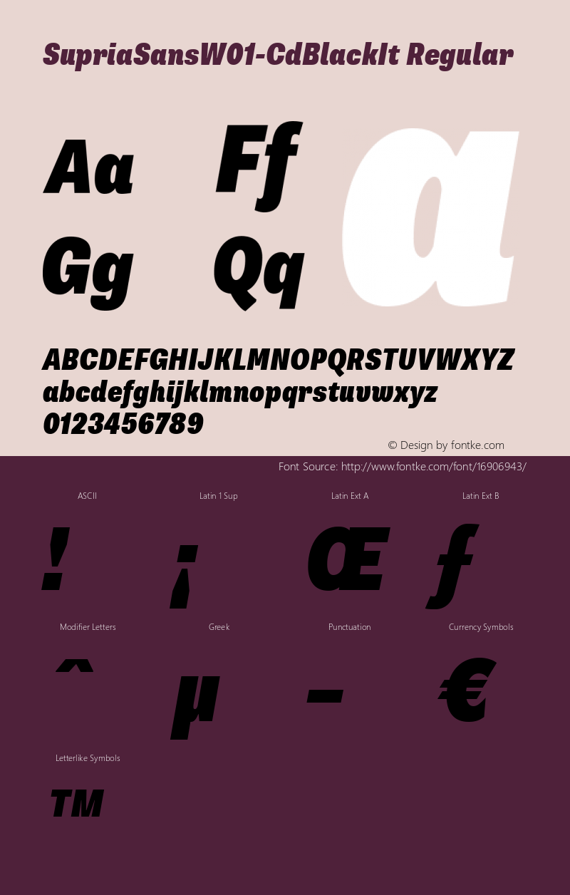 SupriaSansW01-CdBlackIt Regular Version 1.00 Font Sample