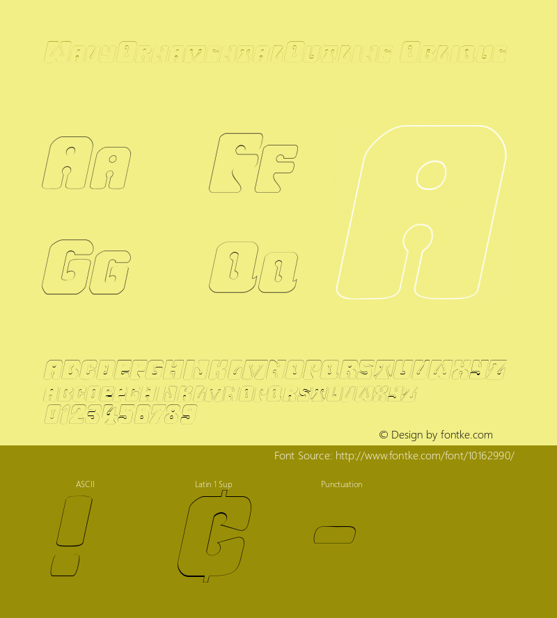 WavyOrnamentalOutline Oblique Rev. 003.000 Font Sample