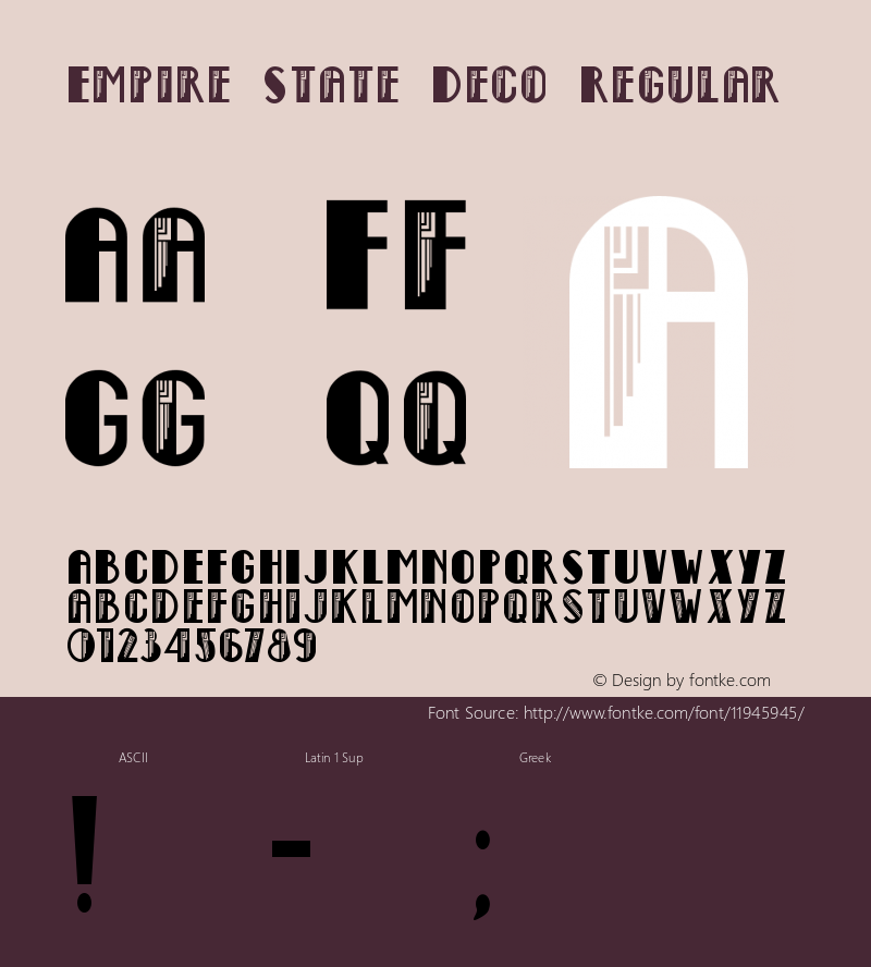 Empire State Deco Regular 1.0 October 28, 2006 Font Sample