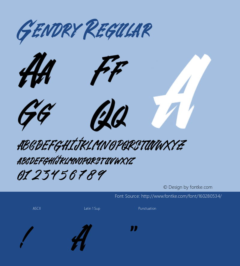 Gendry Regular Version 1.001;hotconv 1.0.109;makeotfexe 2.5.65596 Font Sample
