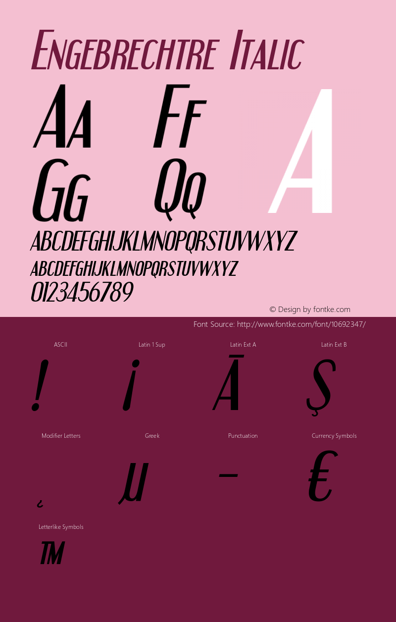 Engebrechtre Italic OTF 3.000;PS 001.001;Core 1.0.29 Font Sample