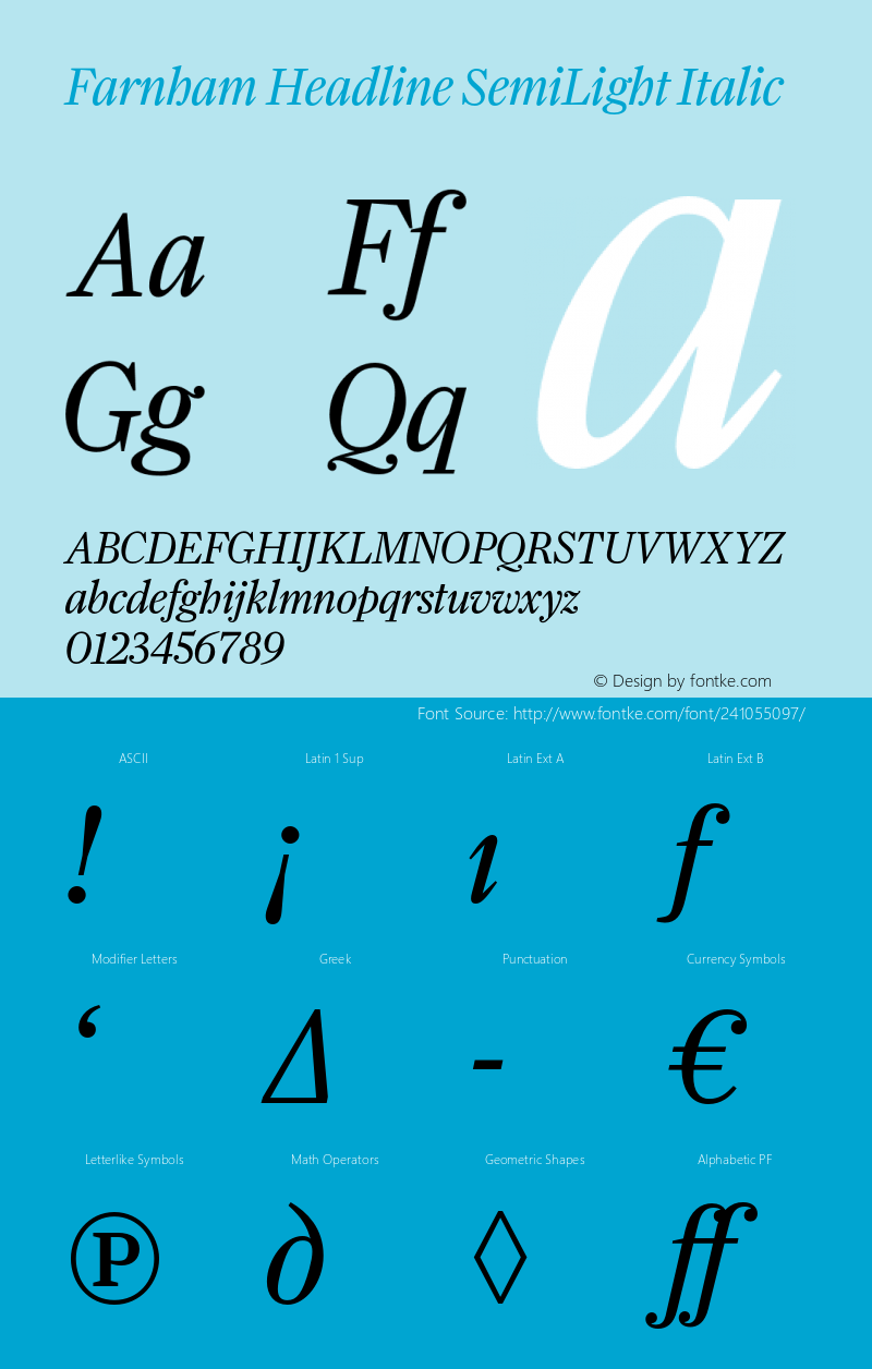 Farnham Headline SemiLight Italic Version 1.000 | FøM Fix图片样张