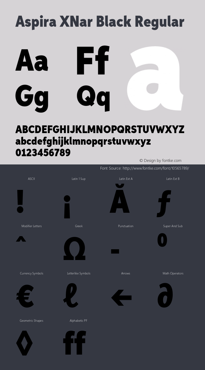 Aspira XNar Black Regular Version 1.05          UltraPrecision Font Font Sample