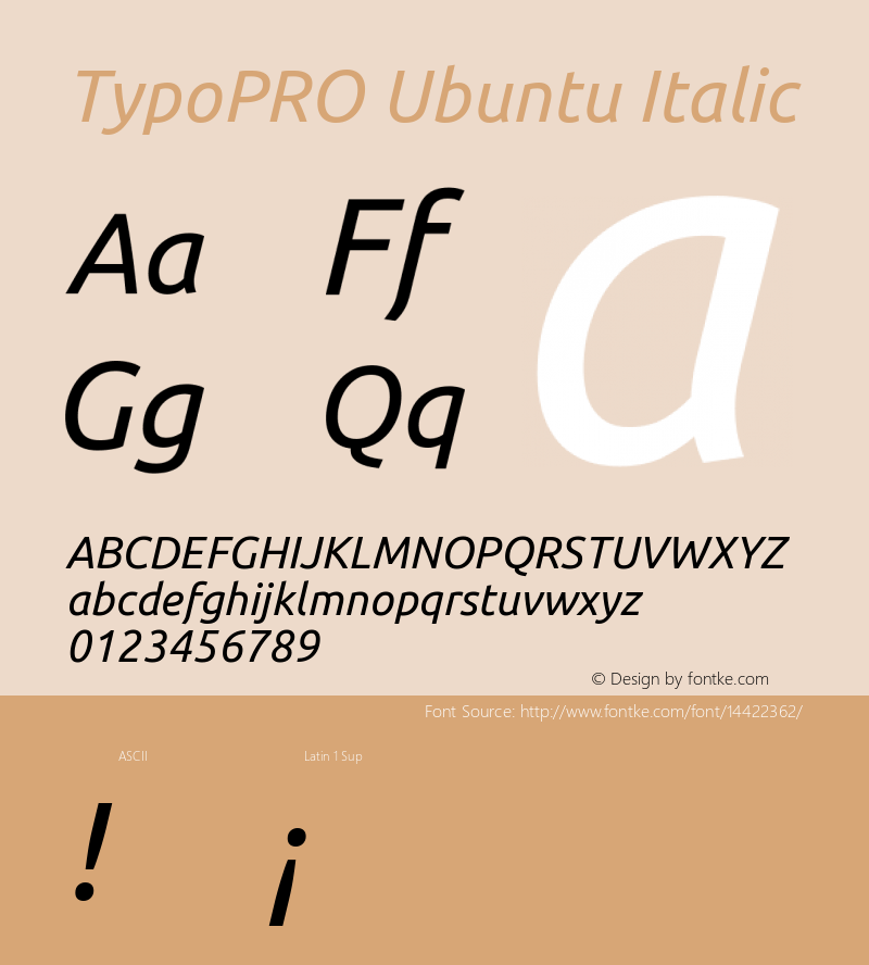 TypoPRO Ubuntu Italic Version 0.80 Font Sample