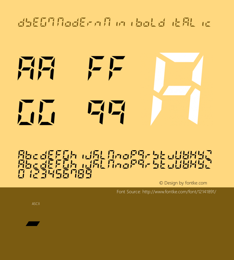 DSEG7 Modern Mini Bold Italic Version 0.2 Font Sample