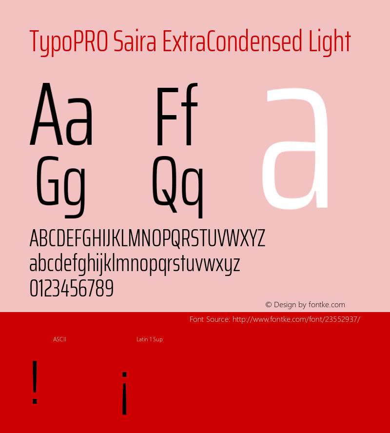 TypoPRO Saira ExtraCondensed Light Version 0.072 Font Sample