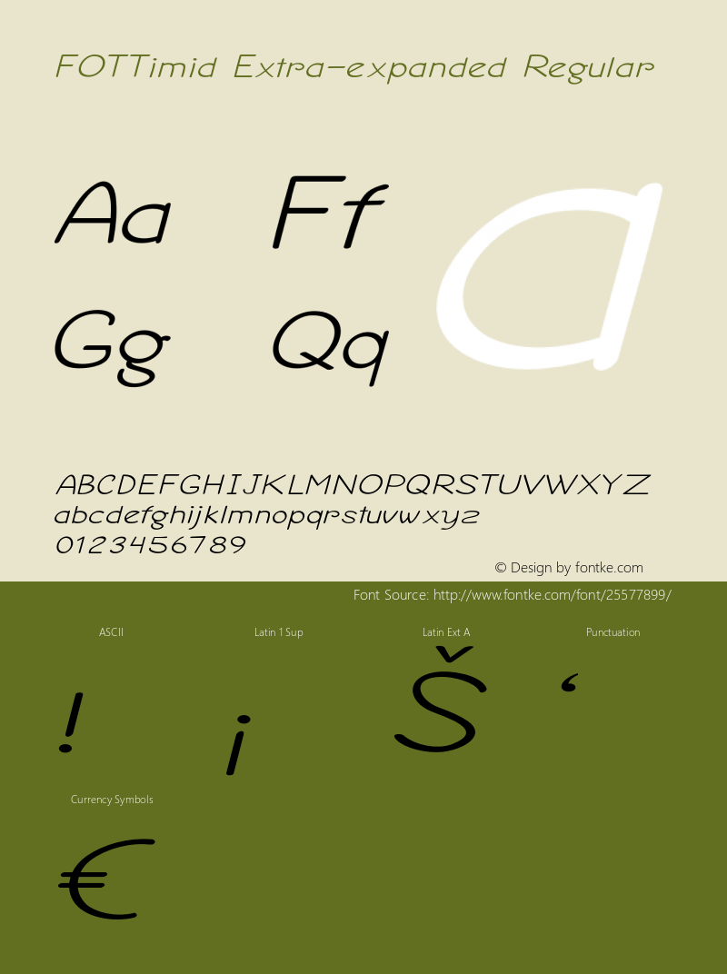 FOTTimid-ExtraexpandedRegular Version 1.000 Font Sample