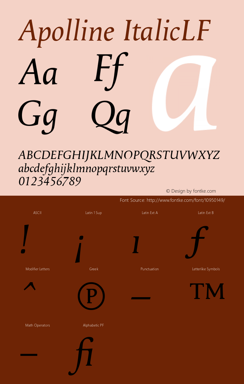 Apolline ItalicLF Version 001.000 Font Sample