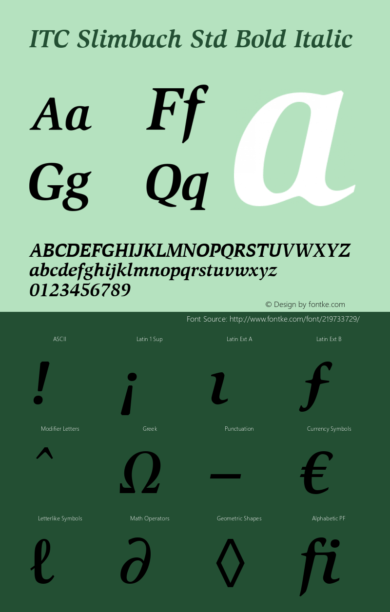 ITC Slimbach Std Bold Italic Version 1.00 Build 1000图片样张