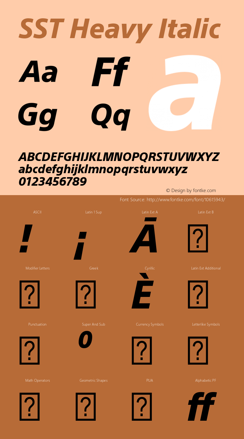 SST Heavy Italic Version 1.01 Font Sample