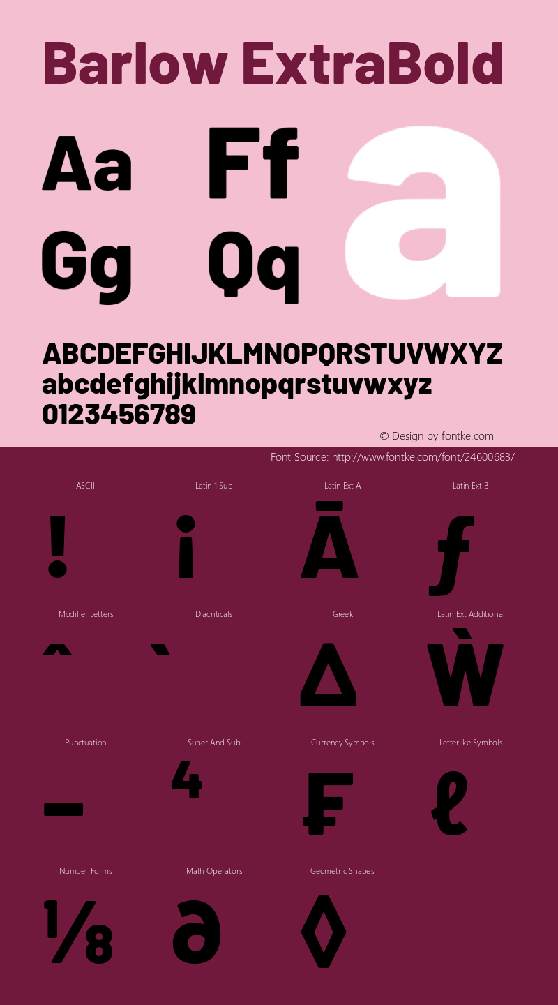 Barlow ExtraBold Version 1.105 Font Sample