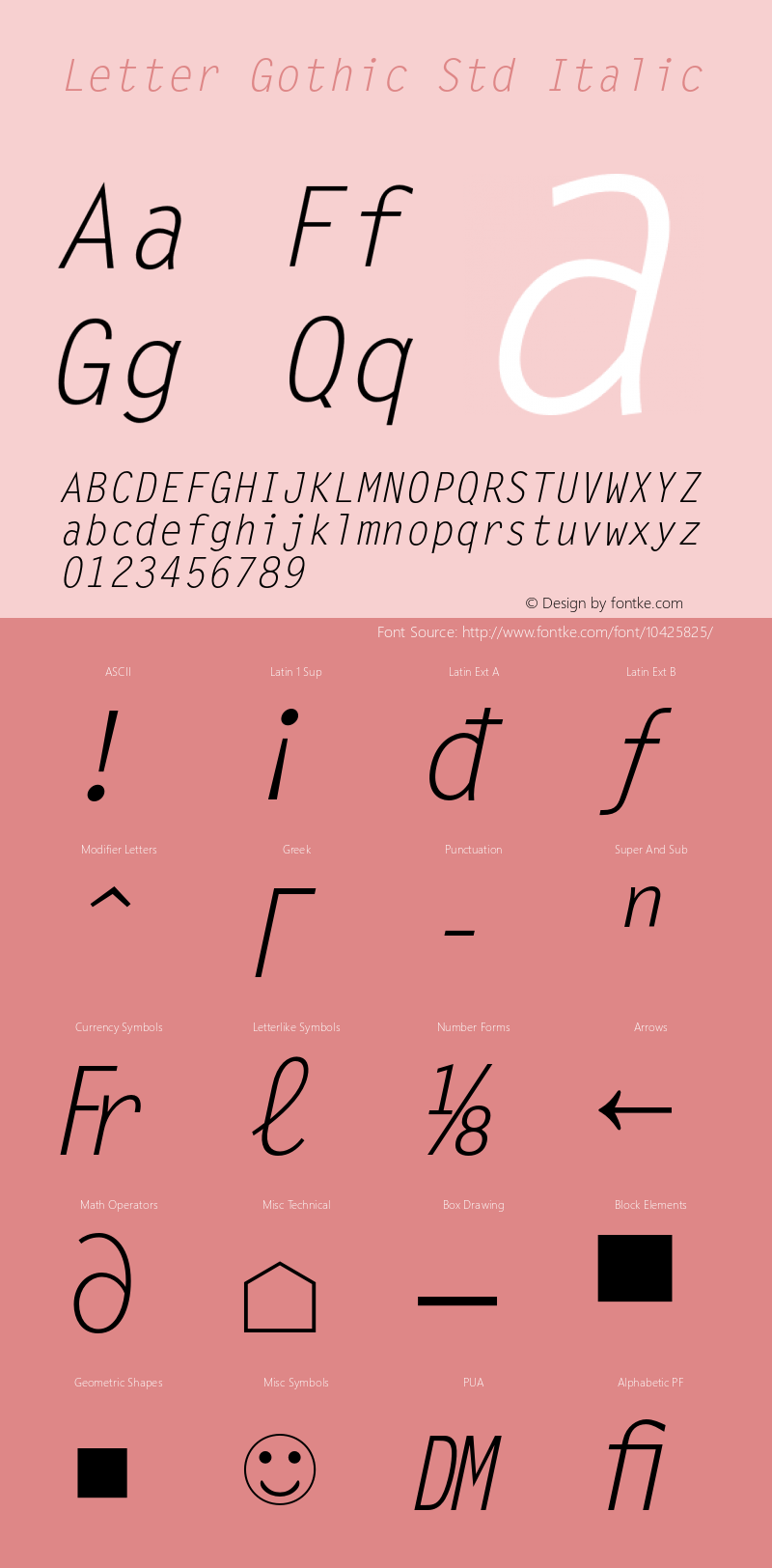 Letter Gothic Std Italic Version 2.057;PS 2.000;hotconv 1.0.67;makeotf.lib2.5.33168 Font Sample