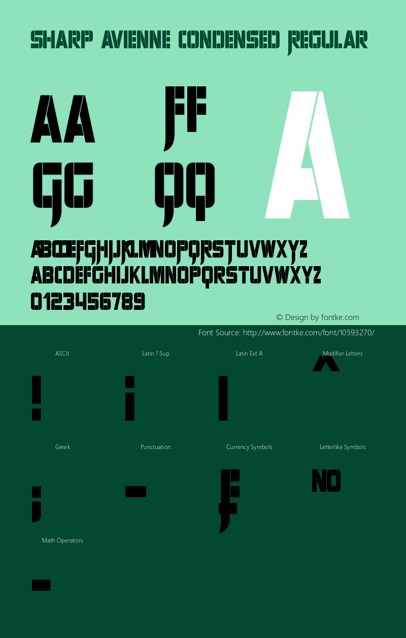 Sharp Avienne Condensed Regular Version 1.20 September 9, 2014 Font Sample