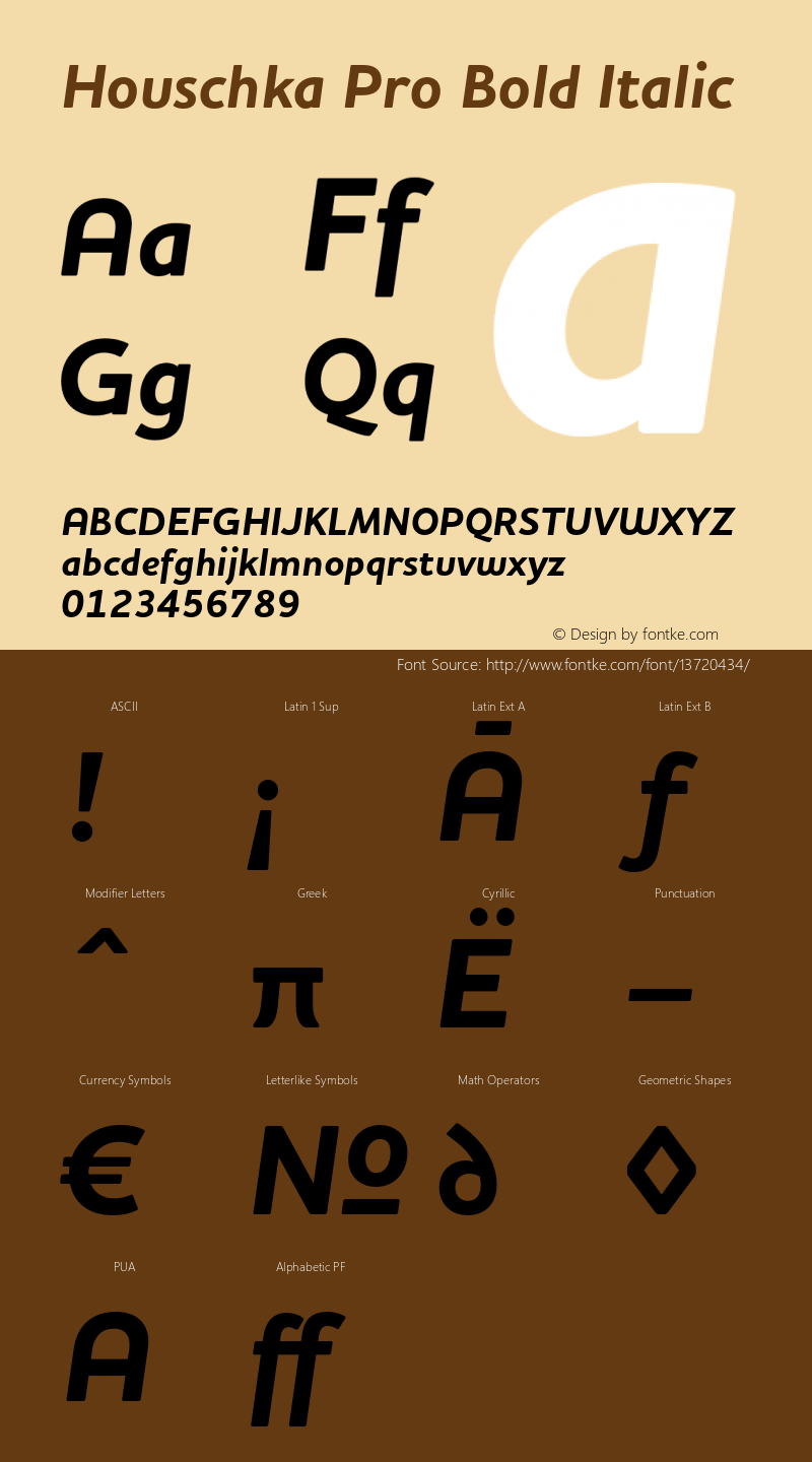 Houschka Pro Bold Italic 001.000 Font Sample