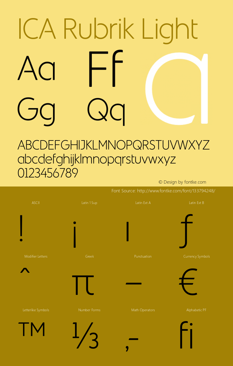 ICA Rubrik Light Version 1.000 Font Sample
