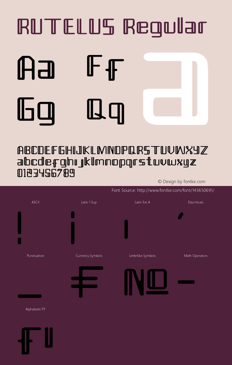 RUTELUS Version 1.00;April 9, 2021;FontCreator 13.0.0.2683 32-bit Font Sample