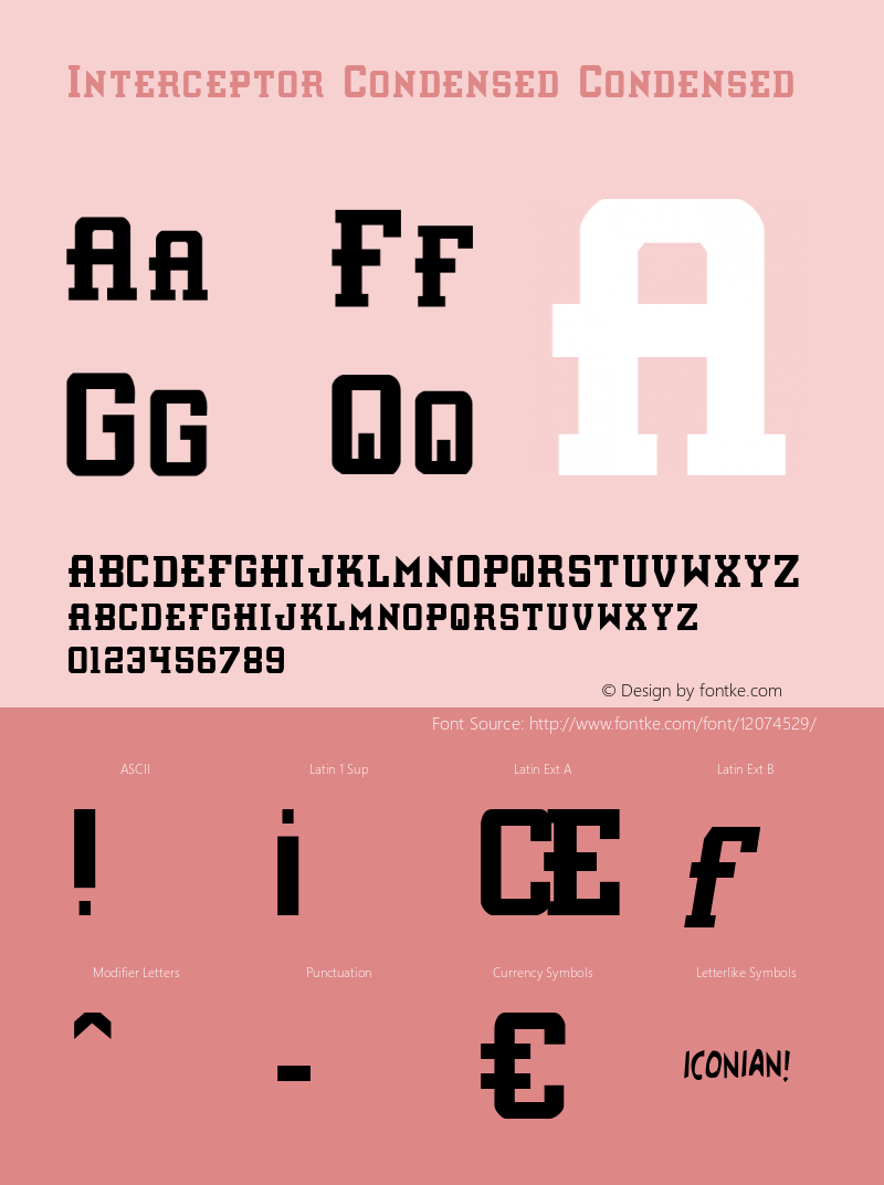 Interceptor Condensed Condensed 1 Font Sample