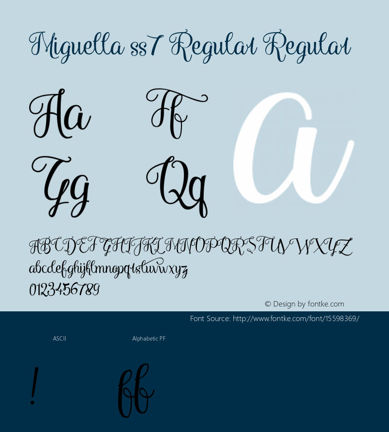 Miguella ss7 Regular Regular Version 1.000 Font Sample