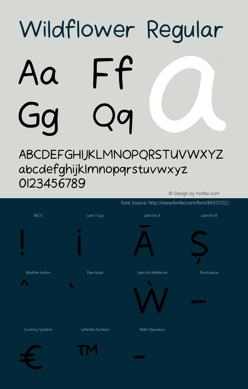 Wildflower Regular Version 1.000;hotconv 1.0.109;makeotfexe 2.5.65596 Font Sample