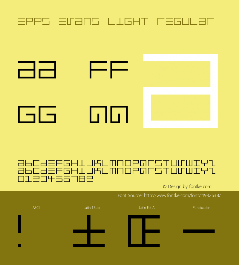 Epps Evans Light Regular Macromedia Fontographer 4.1.3 4/3/97 Font Sample