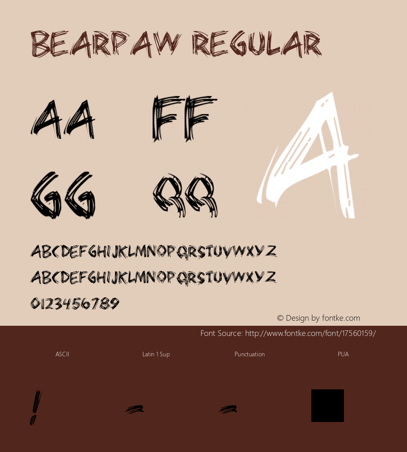 Bearpaw Regular Macromedia Fontographer 4.1 10/02/99 Font Sample