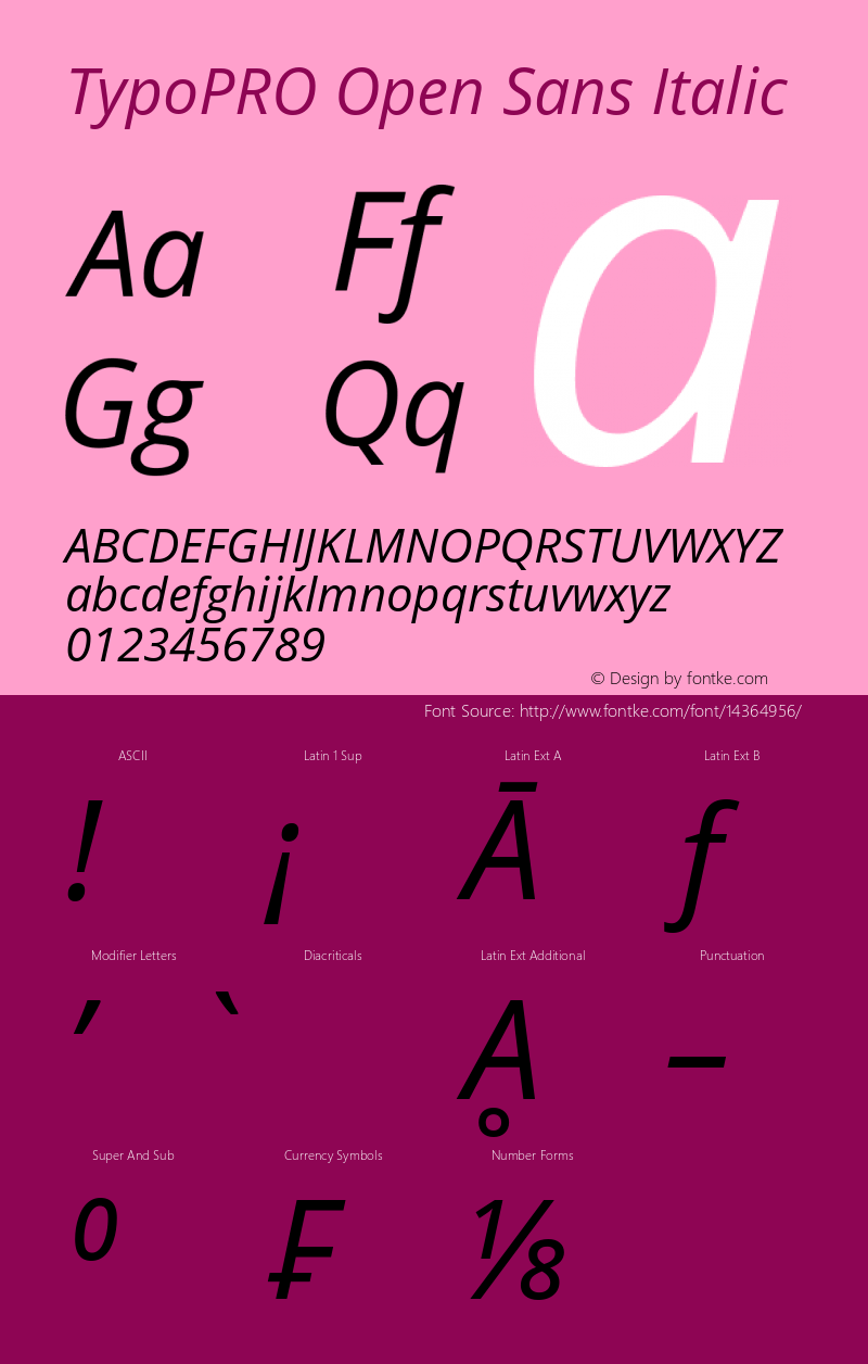 TypoPRO Open Sans Italic Version 1.10 Font Sample