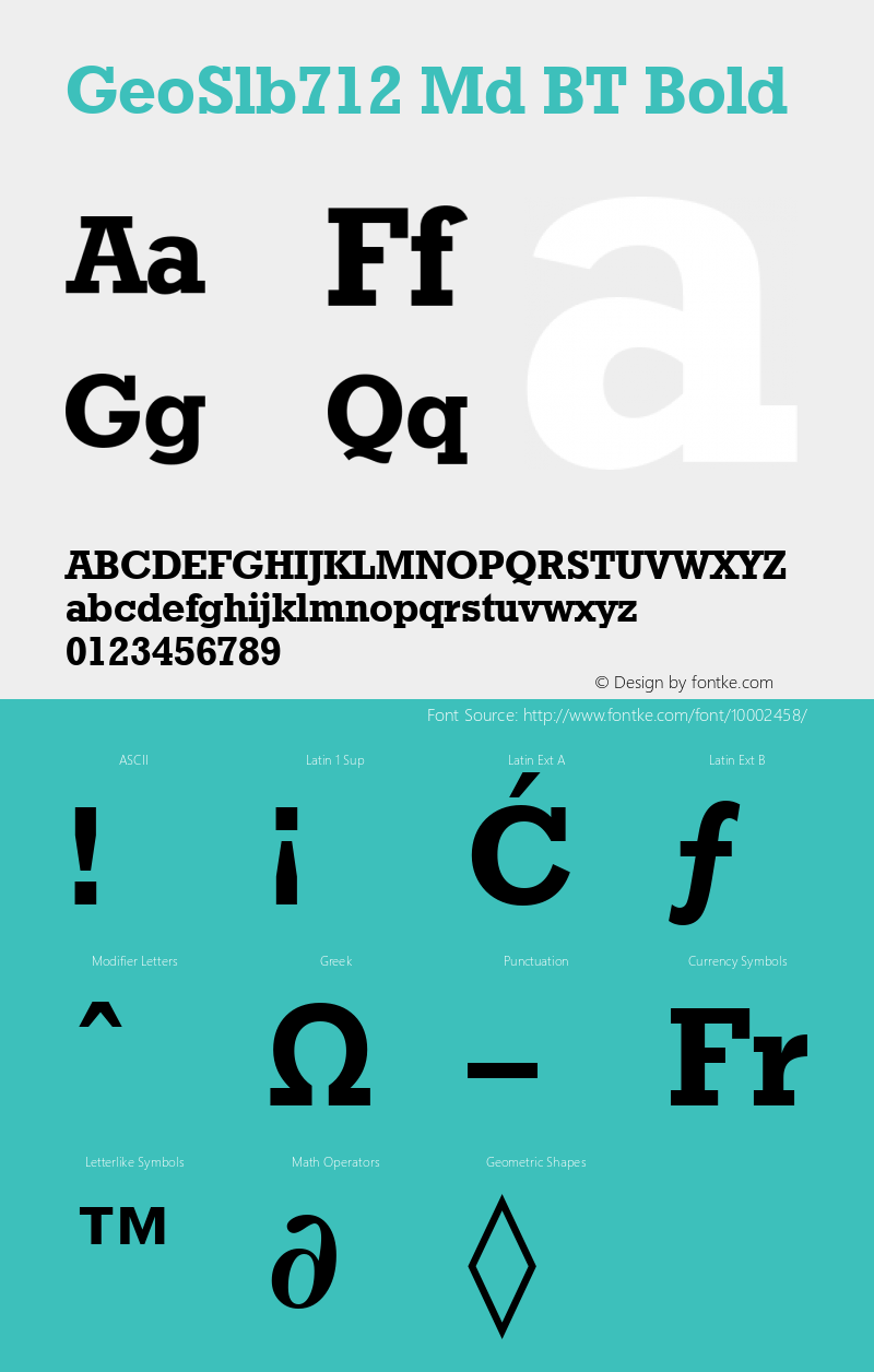 GeoSlb712 Md BT Bold mfgpctt-v4.4 Jan 4 1999 Font Sample