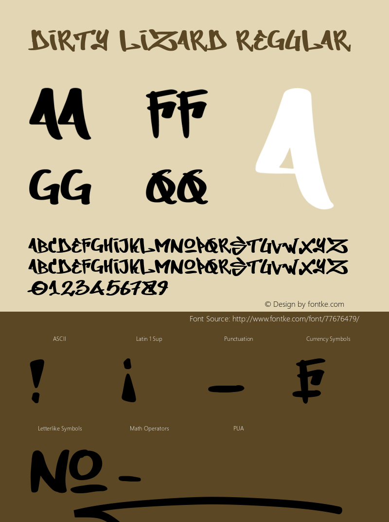 Dirty Lizard Version 1.00;July 25, 2020;FontCreator 12.0.0.2539 64-bit Font Sample