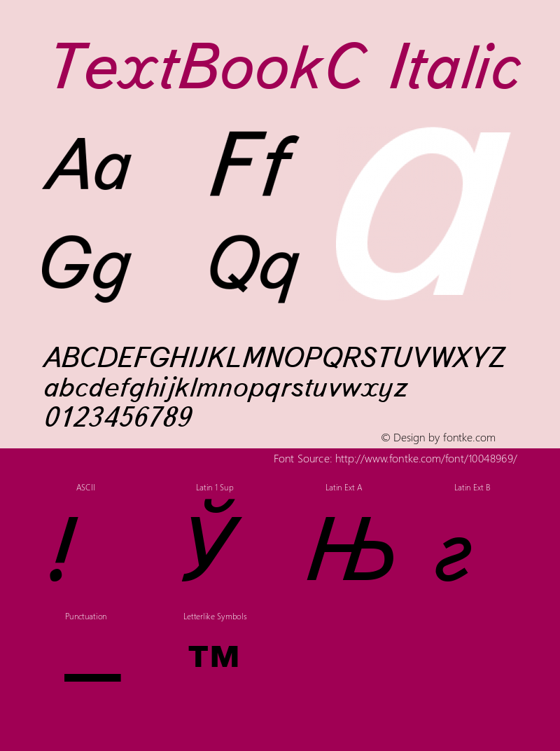 TextBookC Italic 001.000 Font Sample