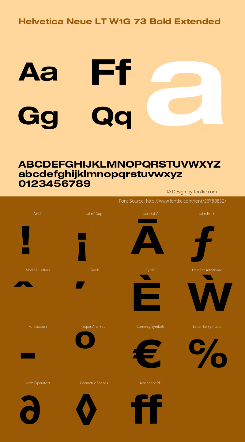 HelveticaNeueLTW1G-BdEx Version 2.000 Build 1000 Font Sample