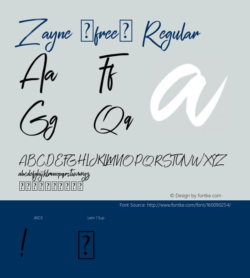 Zayne (free) Version 1.00;August 22, 2019;FontCreator 11.5.0.2430 32-bit Font Sample