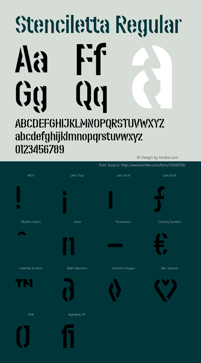 Stenciletta Regular Version 1.000 Font Sample