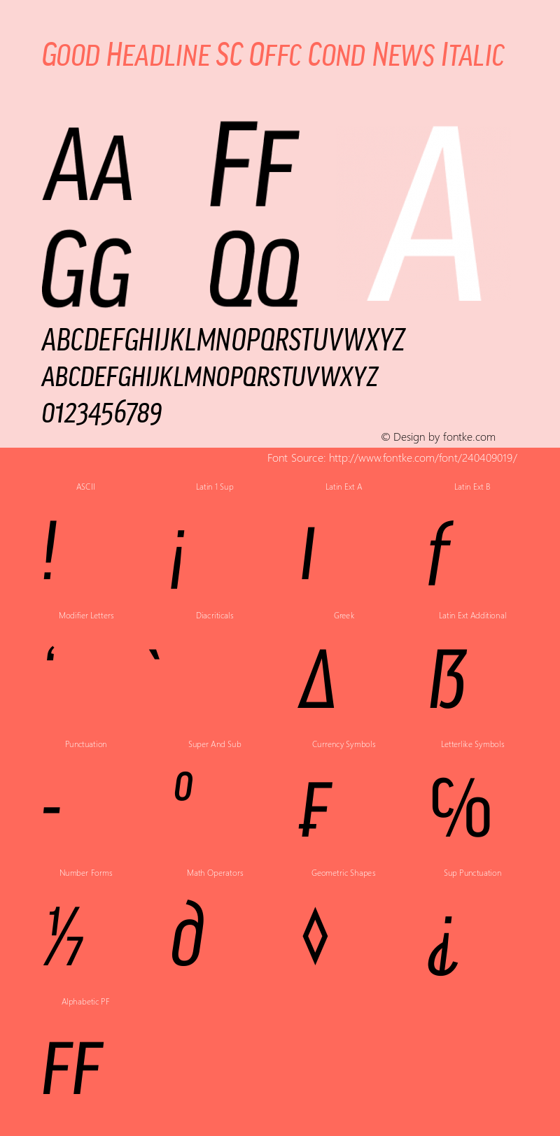 Good Head SC Offc Cond News Italic Version 7.504; 2010; Build 1021图片样张