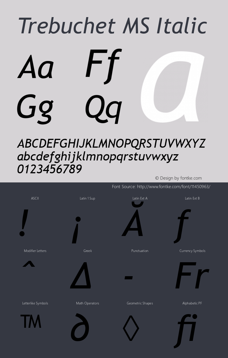 Trebuchet MS Italic Version 1.15 Font Sample