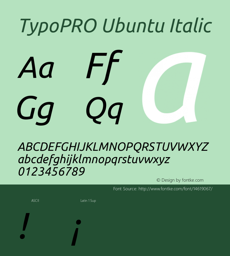 TypoPRO Ubuntu Italic Version 0.80 Font Sample
