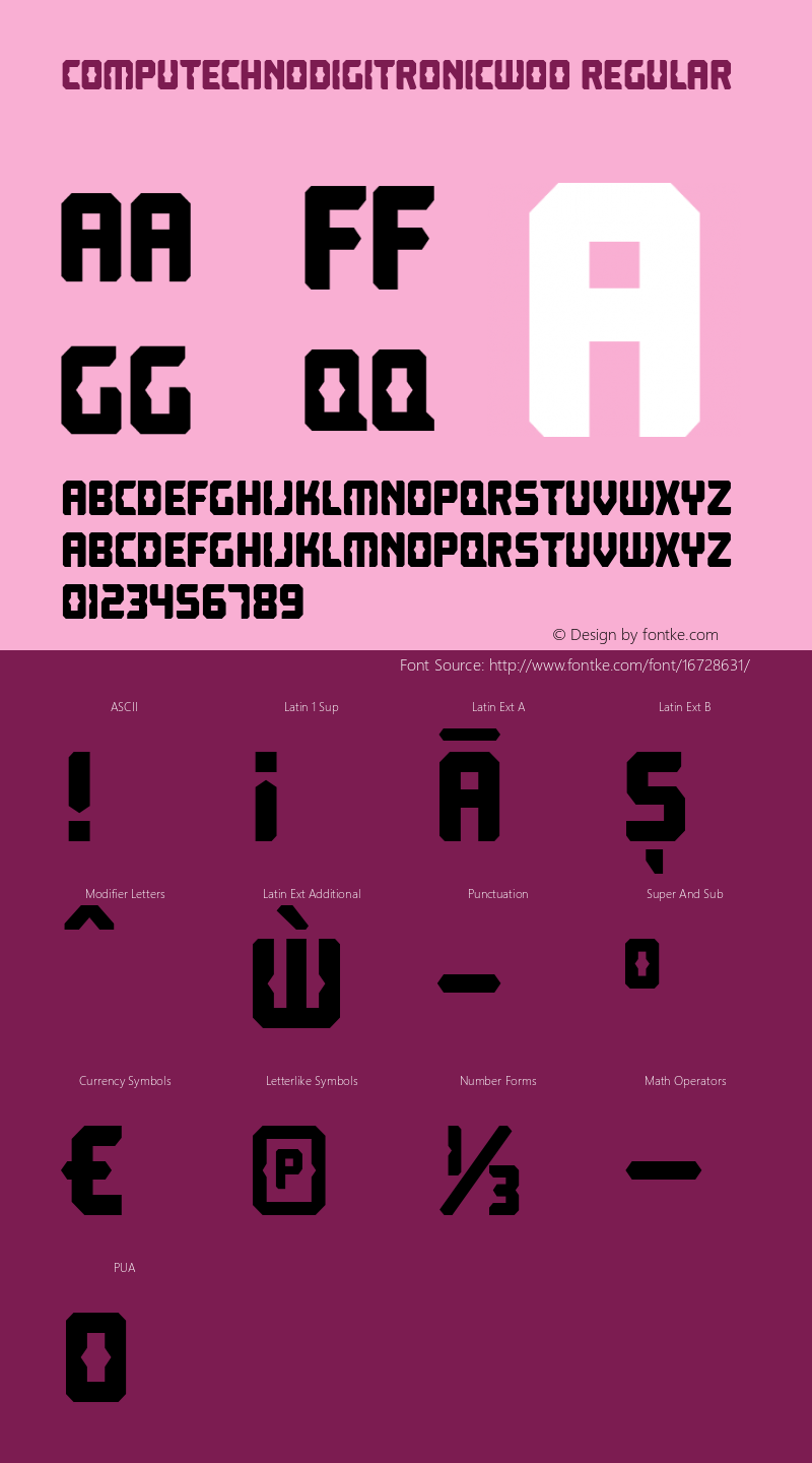 ComputechnodigitronicW00 Regular Version 1.00 Font Sample