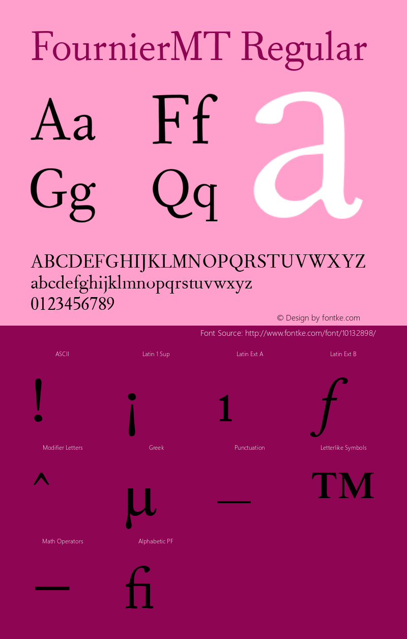 FournierMT Regular 001.003 Font Sample