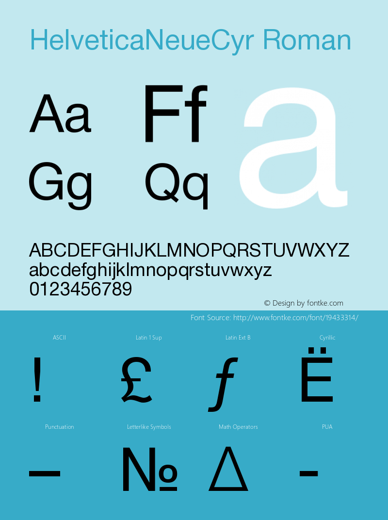 HelveticaNeueCyr-Roman 001.000 Font Sample
