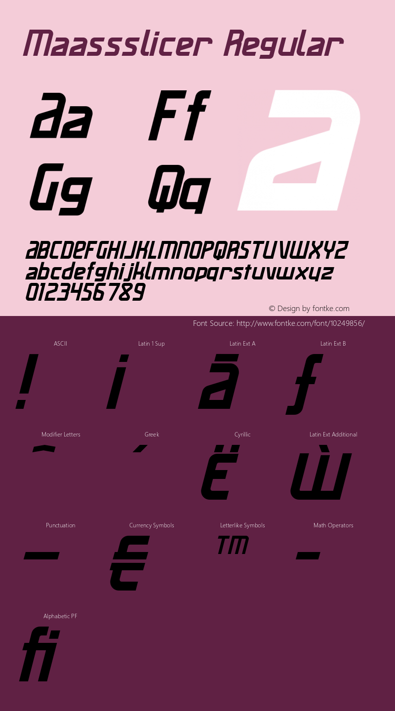 Maassslicer Regular Version 001.000 Font Sample