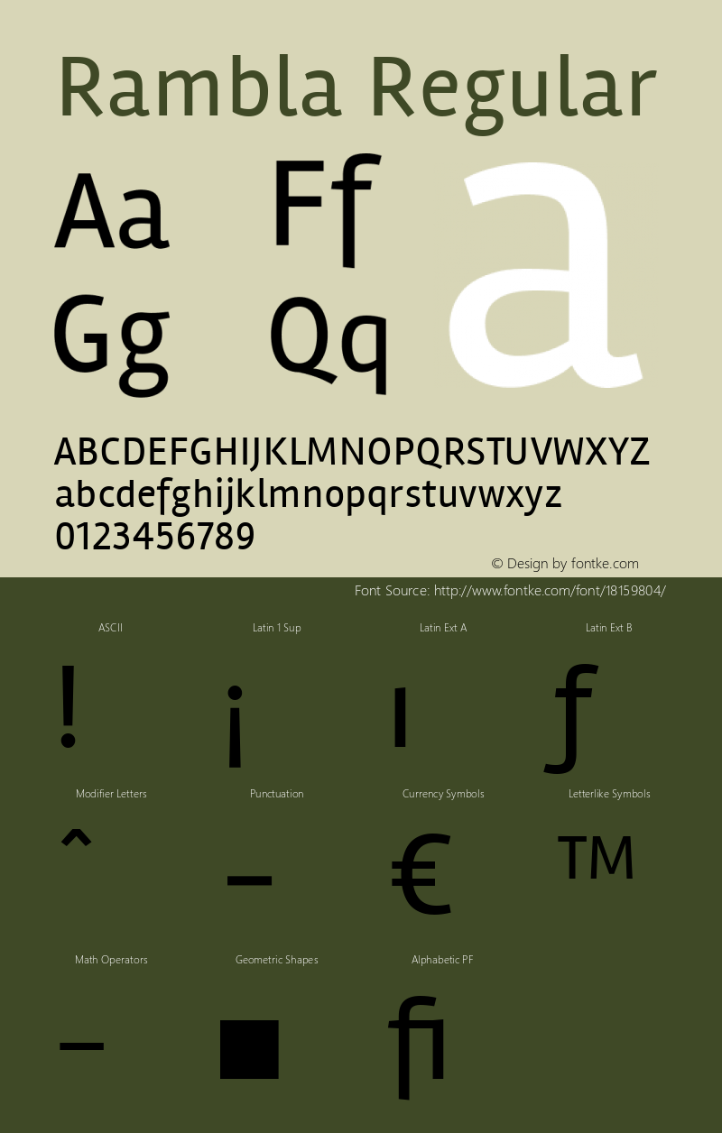 Rambla Regular Version 001.000 Font Sample