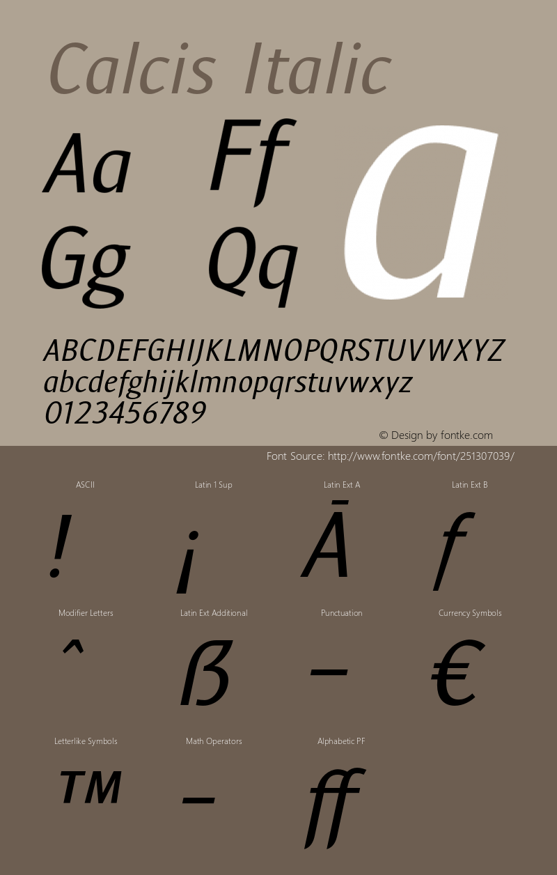 Calcis-Italic Version 1.000图片样张