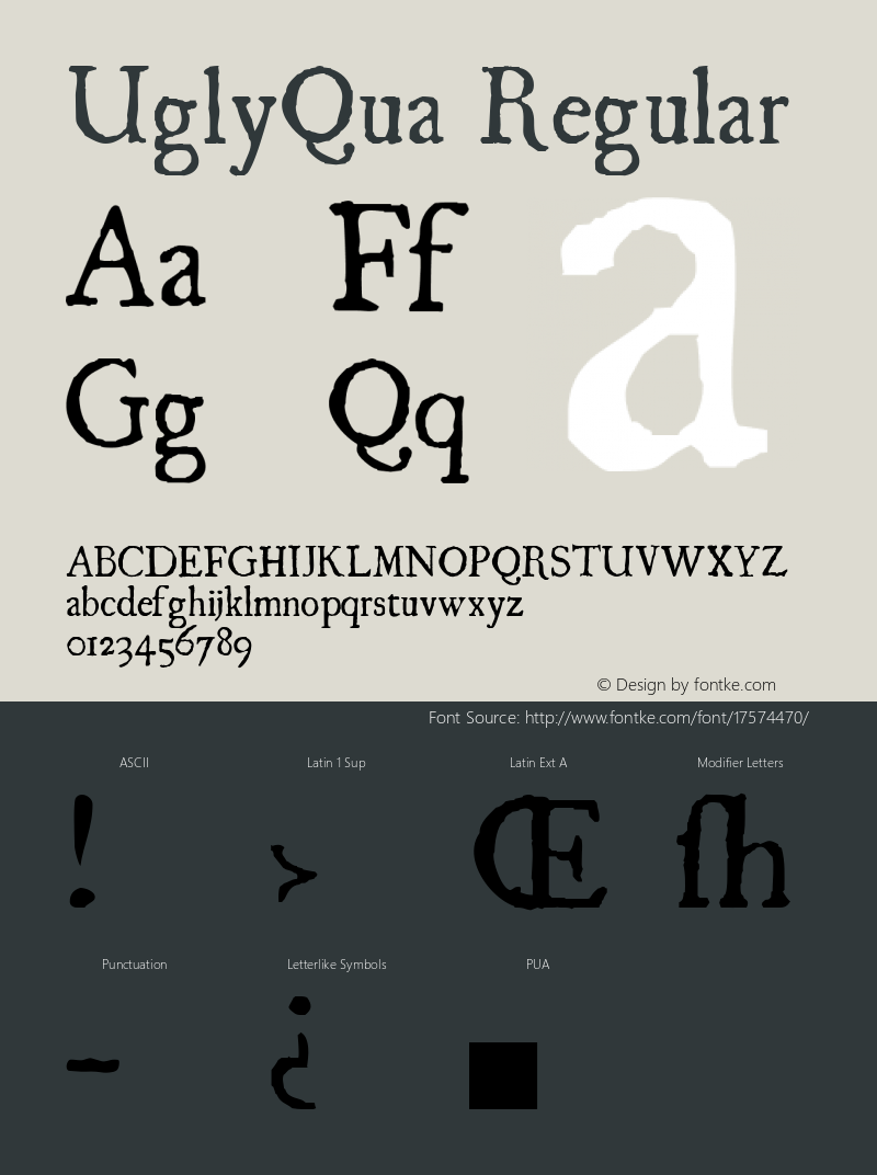 UglyQua Regular 1.0 2004-11-06 Font Sample