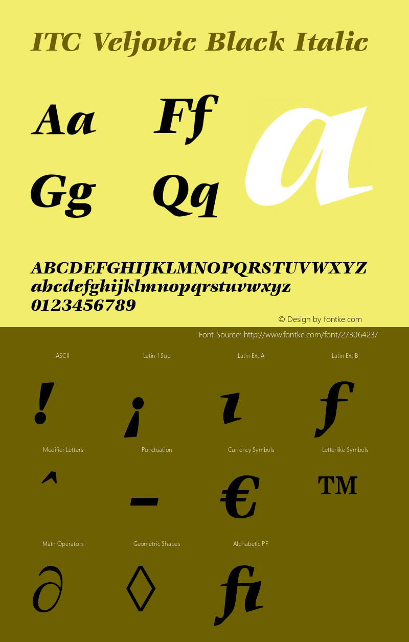 Veljovic Black Italic Version 1.00 Font Sample