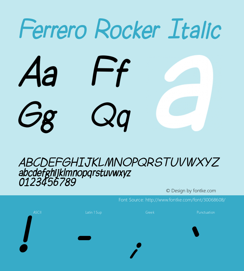 Ferrero Rocker Italic Version 1.00;May 17, 2019;FontCreator 11.5.0.2430 64-bit Font Sample