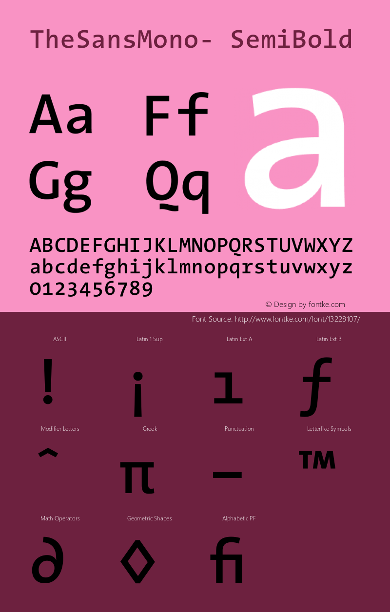 TheSansMono- SemiBold Version 001.000 Font Sample