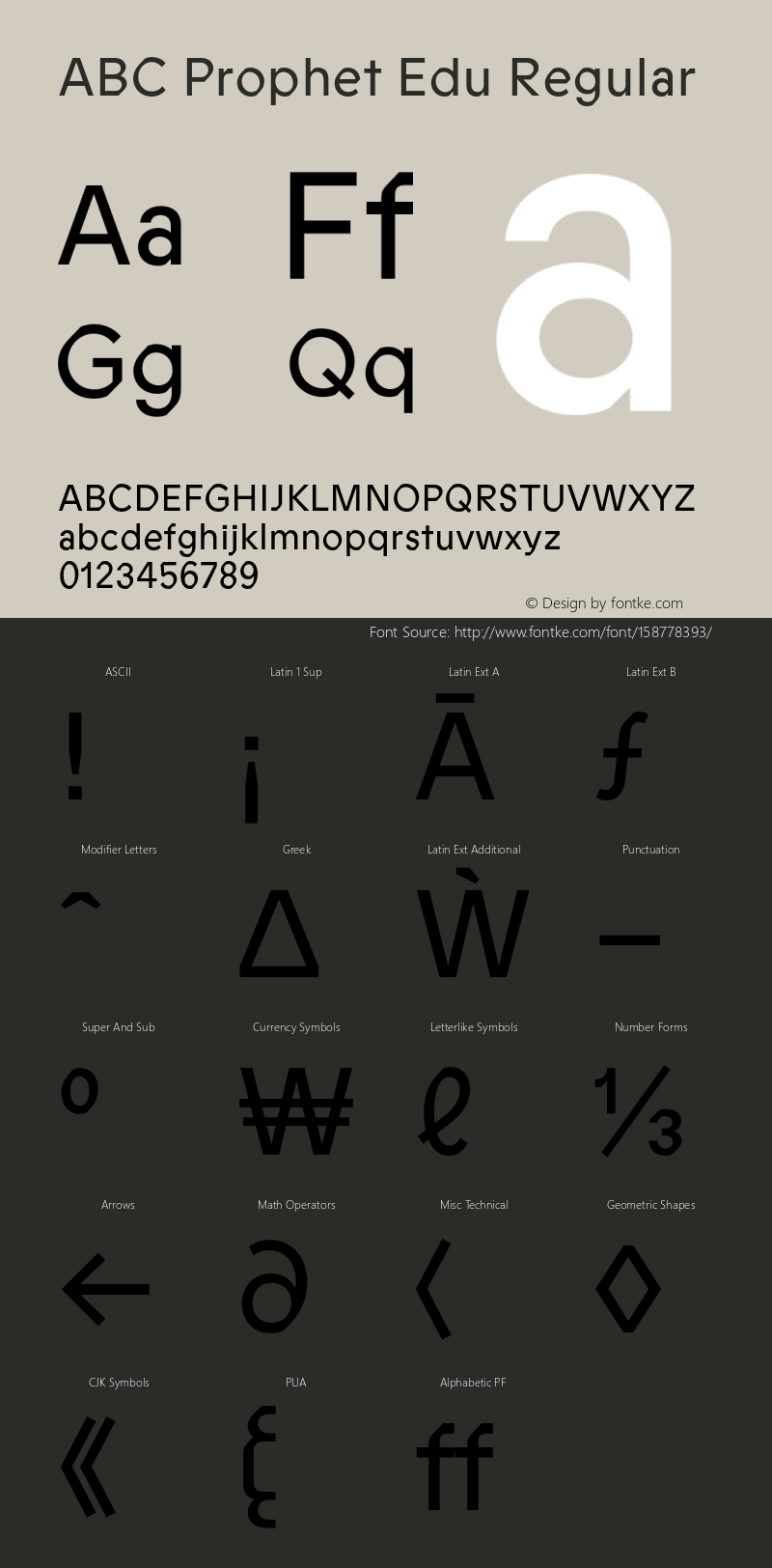 ABC Prophet Edu Regular Version 1.100 Font Sample