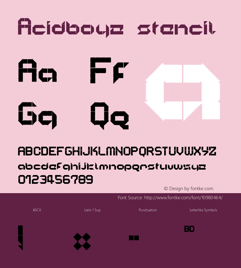 Acidboyz stencil Version 001.000 Font Sample