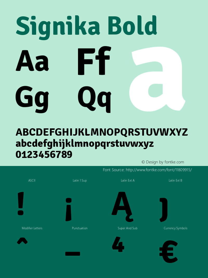 Signika Bold Version 1.001 Font Sample