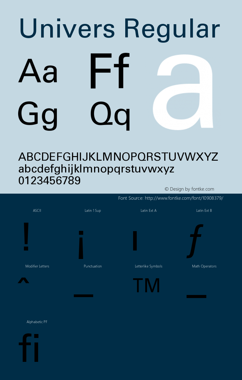 Univers Regular Version 001.003 Font Sample