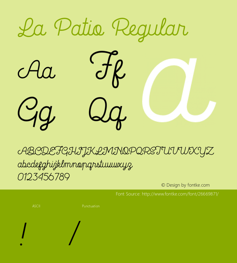 La Patio Version 1.000 Font Sample